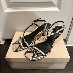 Marc Fisher Snake-Print Strappy Slingback Heels